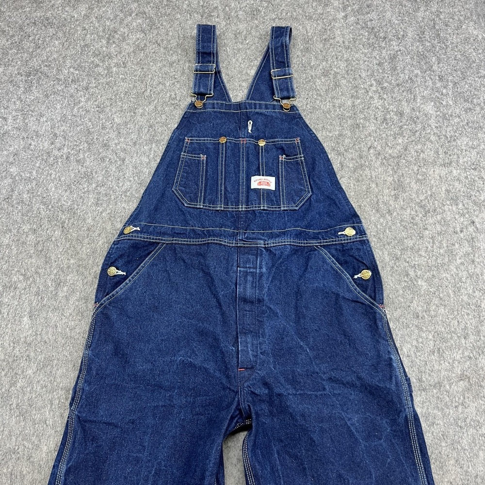 Round House Overalls Mens 34x32 Blue Denim Bib Workwear Utility Pockets Country